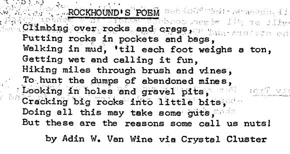Throwback Thursday #85: Rockhound’s Poem From March 1971