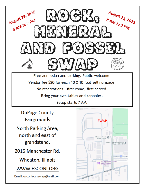 ESCONI Rock, Mineral, and Fossil Swap – August 23rd, 2025 – DuPage County Fairgrounds