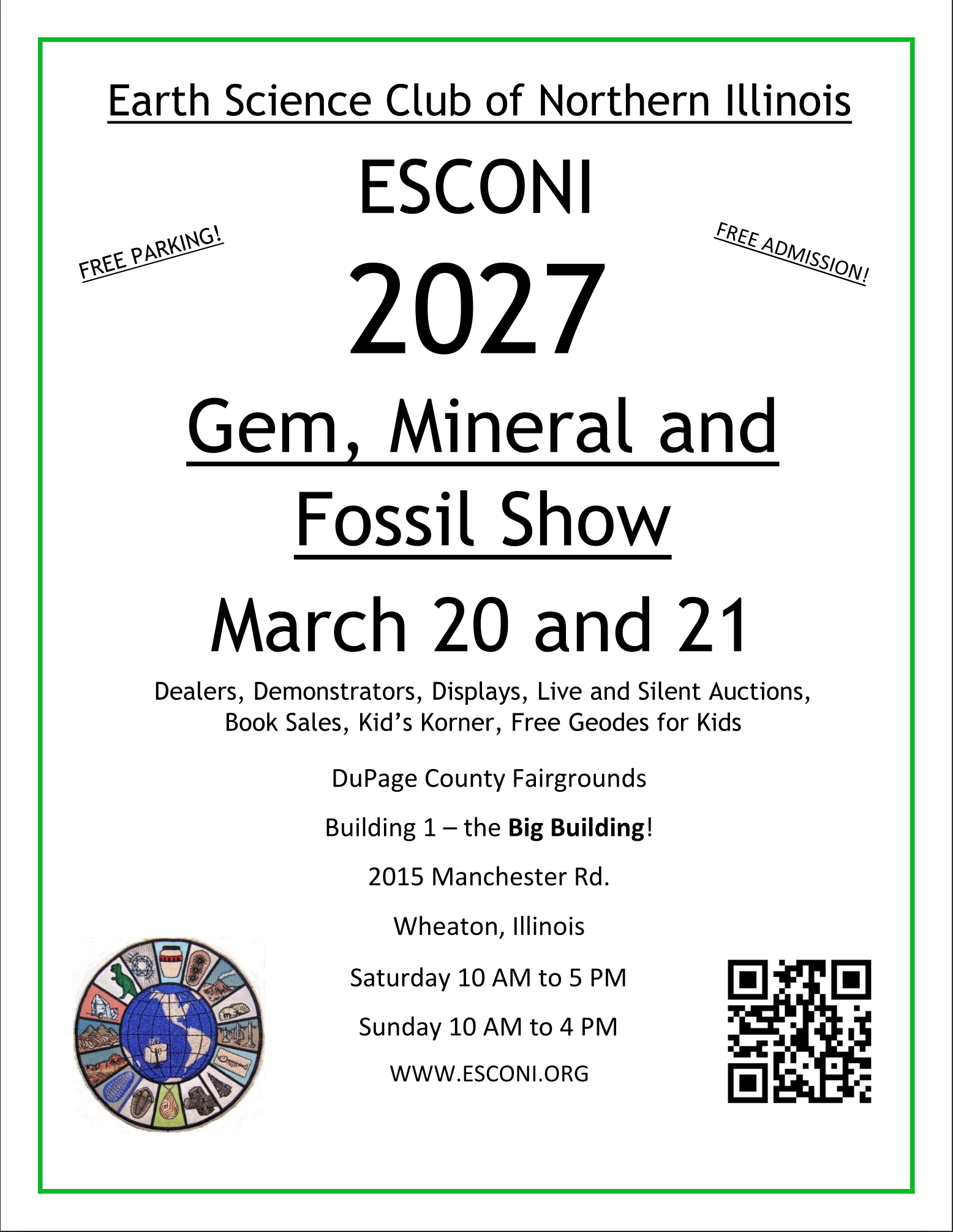 Save the Date!  2027 ESCONI Gem, Mineral, and Fossil Show – March 20th and 21st, 2027